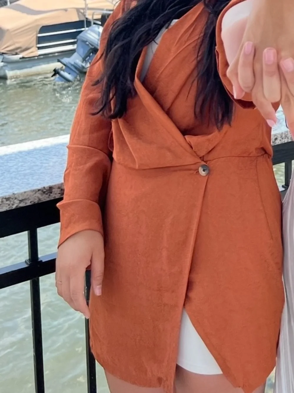 Free People Rust Orange Wrap Mini Dress